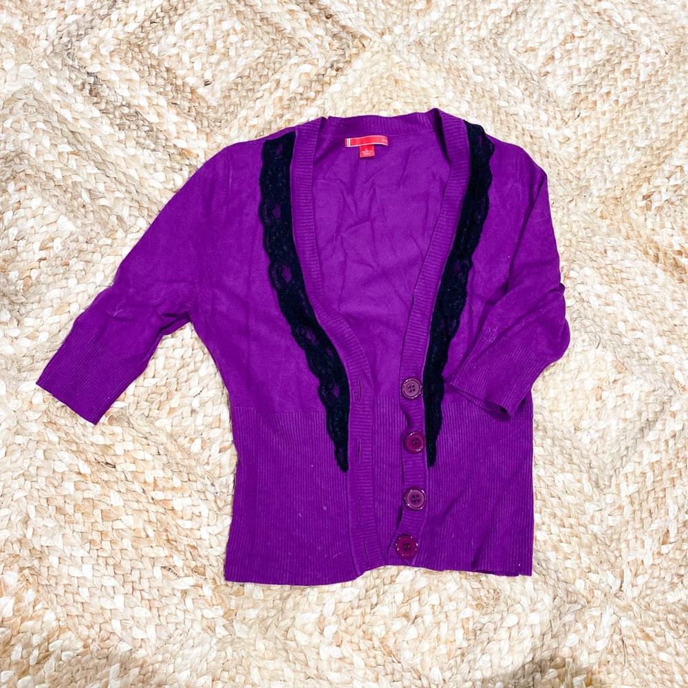 Purple Cropped Cardigan